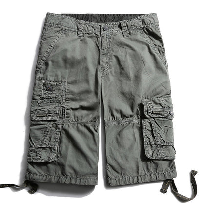 Causal Outdoor Multi Pockets Cotton Cargo Men Shorts - KINGEOUS
