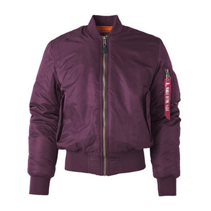 Solid Color Stand Collar Loose Couple Bomber Jacket