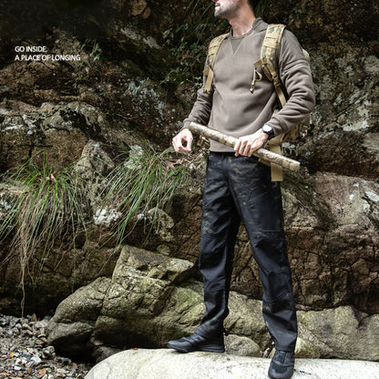 سترة رجالية سميكة من الصوف القطبي برقبة دائرية من مشجعي الجيش في الهواء الطلق