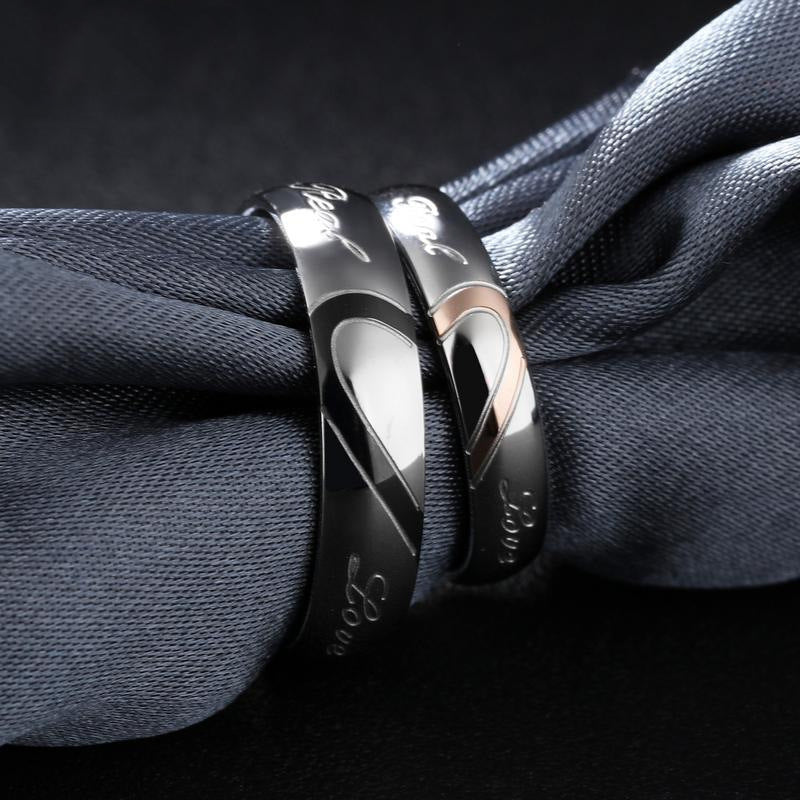 Sweet Heart Real Love Stainless Steel Couple Rings
