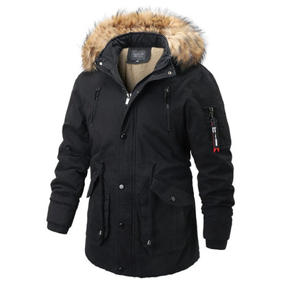 سترة باركر سميكة من القطن بغطاء للرأس كاجوال فضفاضة للرجال