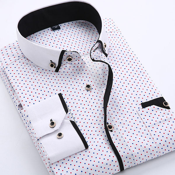 Casual Business Printing Long-sleeved Men's Shirt - KINGEOUS