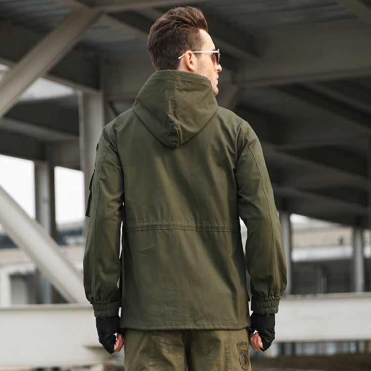 Casual Army Style Fleece Hooded Men Outdoor Jacket - KINGEOUS