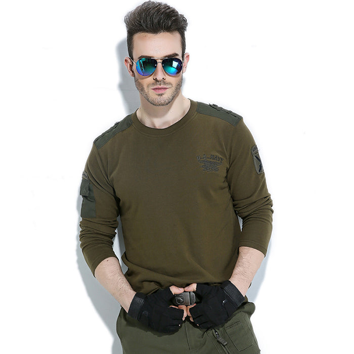 New Leisure Loose Military Style Long Sleeve Men's T-shirt