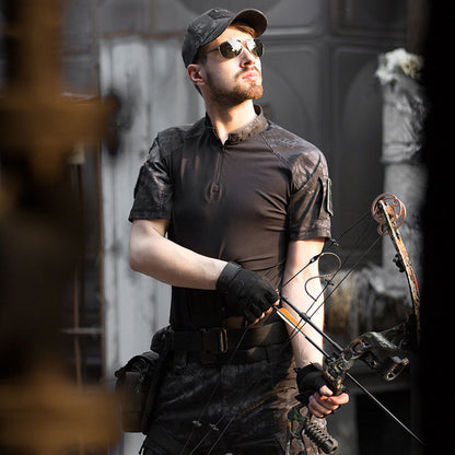 Camisa masculina de manga curta do estilo python camuflada