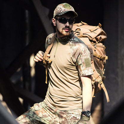 Camisa masculina de manga curta do estilo python camuflada