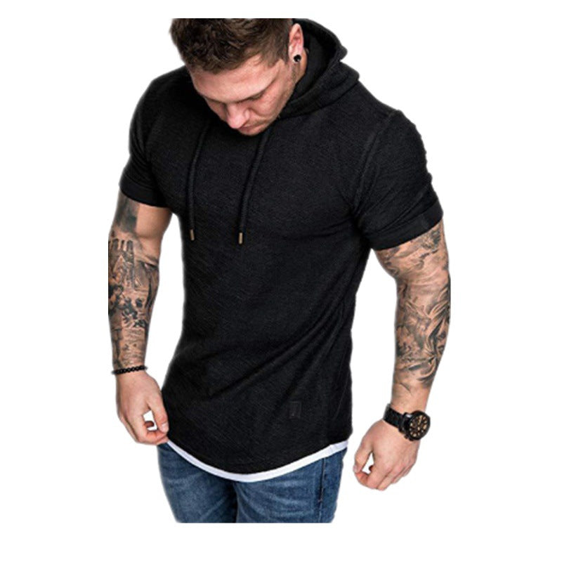 Casual Men's Short Sleeve Hooded T-Shirt