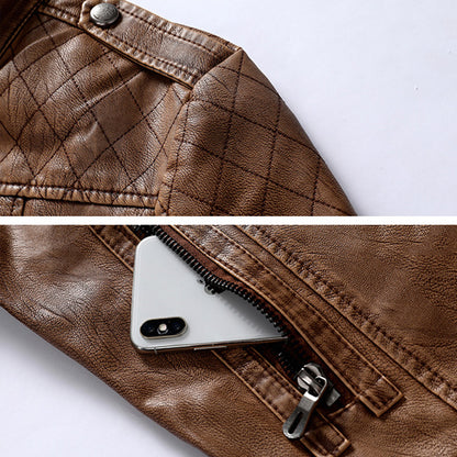 Mode -Motorrad -Standkragen verdicken die Lederjacke von Herren.