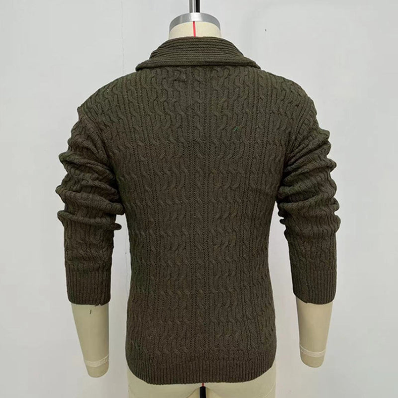 Lapel Long Sleeved Single Breasted Men Cardigan Sweater