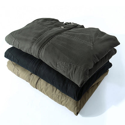 Neue einfache Baumwoll -Herrenjacke mit Kapuze mit Kapuze mit Kapuze