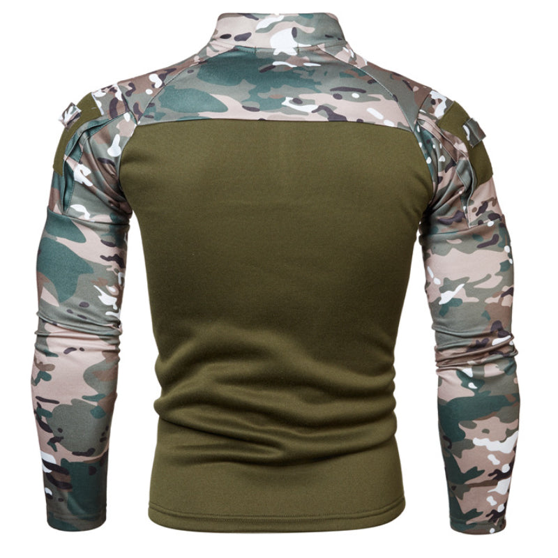 Military Field Camo Stand Collar Men's T-shirt