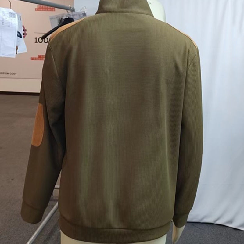 Simple Lapel Split Joint Long Sleeved Sweater Hoodie