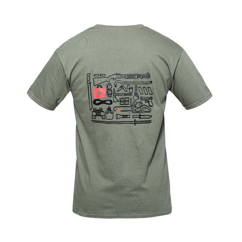 Outdoor Printed Cotton Short-sleeved Men's T-shirt