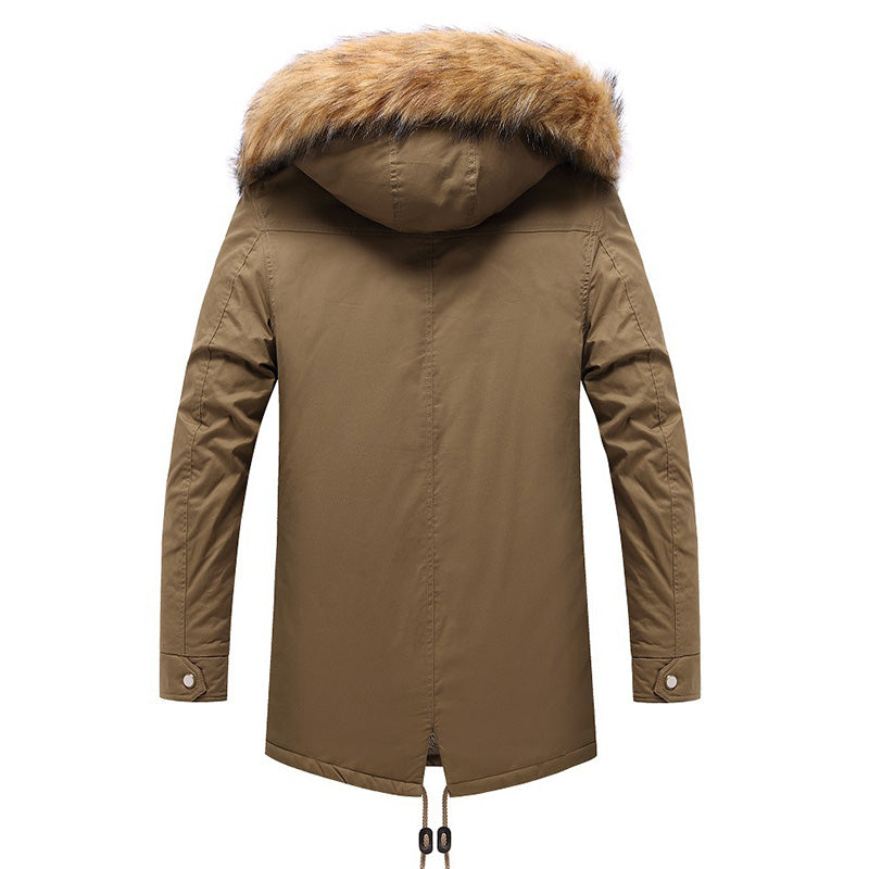 Casual Long Warm Detachable Hood Men's Coat