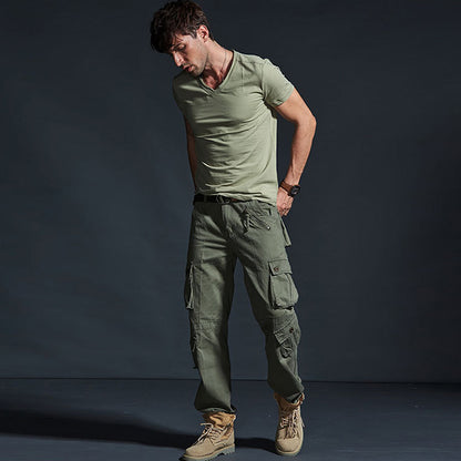 Calças masculinas de coloração sólida casual