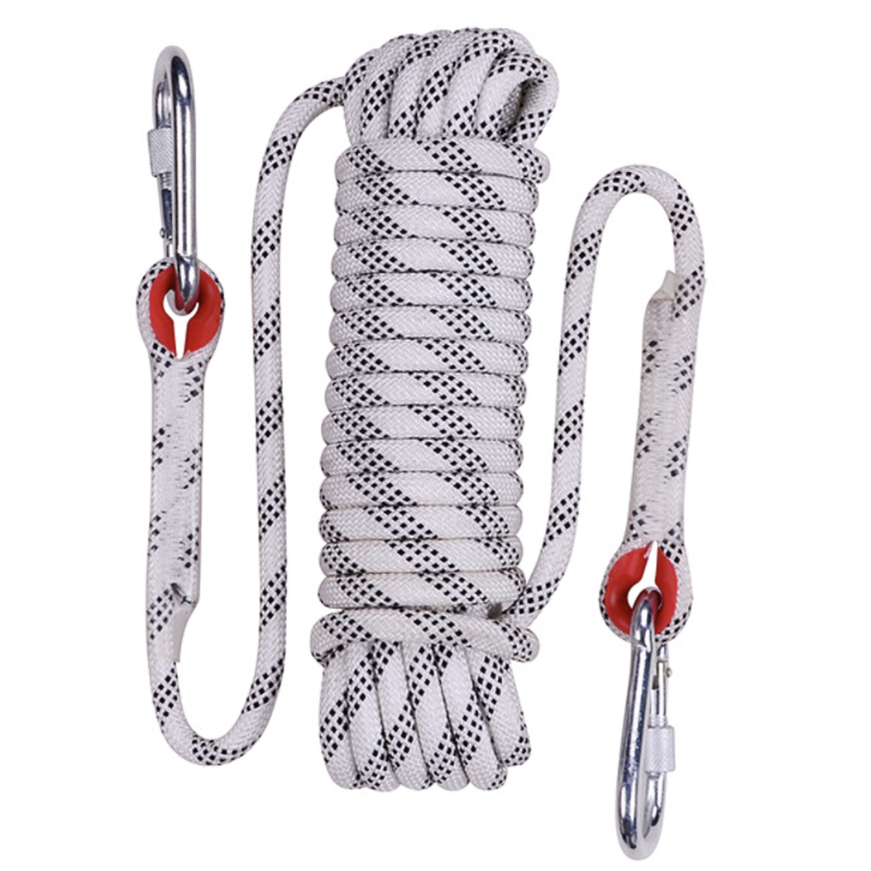 Outdoor Climbing Static Rock Climbing, Tree Rappelling Rope with 2 Steel Hooks