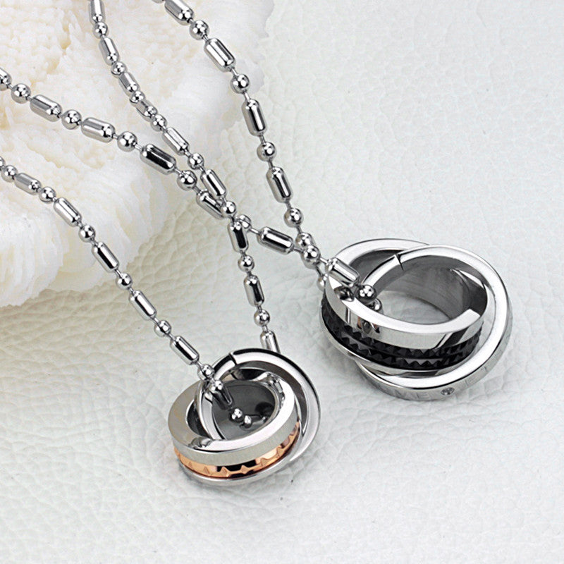 Fashion Circles Shape Stainless Steel Plating Couple Necklaces - KINGEOUS