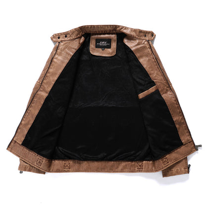 Mode -Motorrad -Standkragen verdicken die Lederjacke von Herren.