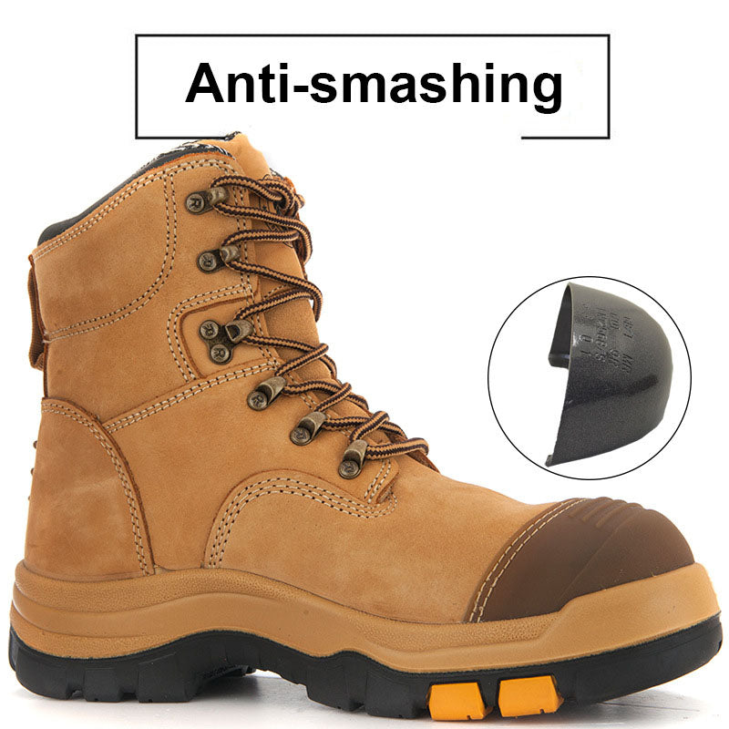 Casual Anti-smashing Leather Middle Cut Men's Safety Shoes