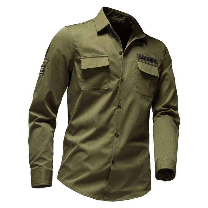 Outdoor Army Fan Multi Pocket Embroidered Men's Shirt