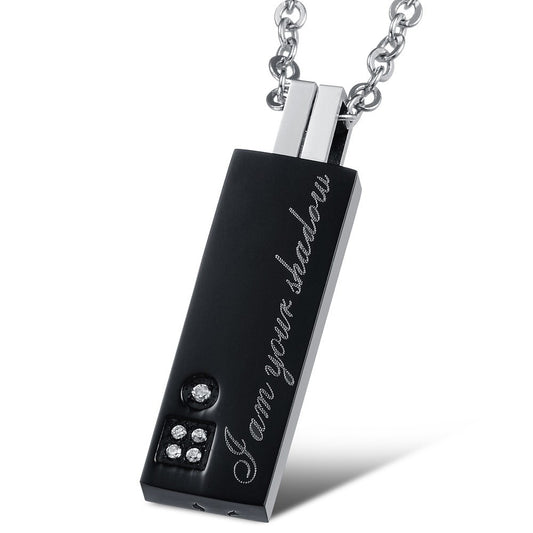 Fashion U Flash Disk Shape I am Your Shadow Stainless Steel Couple Necklaces - KINGEOUS