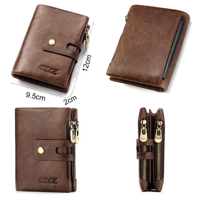 RFID Tolft Protection en cuir Carte Coin Men's Wallet