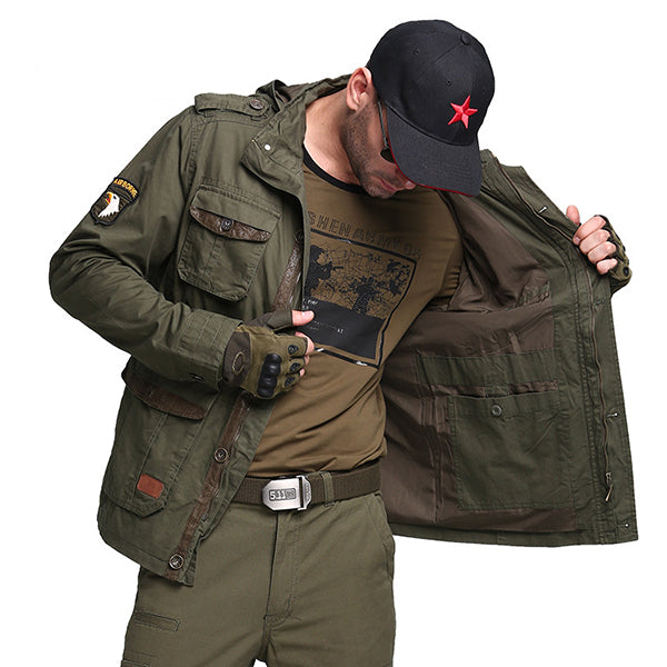Airborne Series Multi-pocket Hooded Thicken Men's Jacket - KINGEOUS