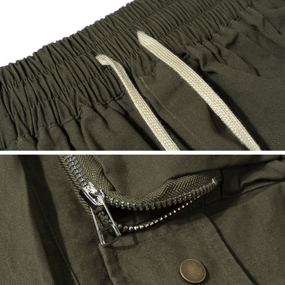 Estilo militar cor sólida cor tridimensional de bolso multi-bolso shorts masculinos funcionais