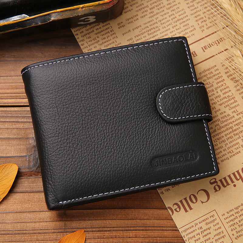 Retro Zipper Leather 4 Credit Cards Holder Men's Wallet
