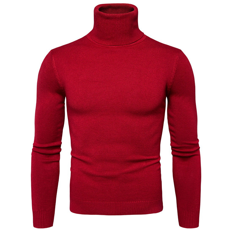 Solid Color Slim Turtleneck Sweater Men's Bottoming Shirt