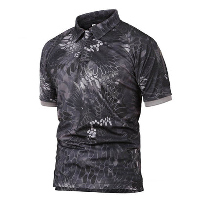 Camiseta para hombres de solapa de secado rápido de camuflaje