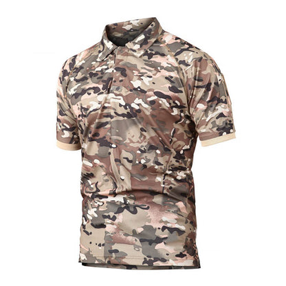 Camiseta para hombres de solapa de secado rápido de camuflaje