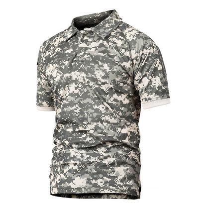 Camiseta para hombres de solapa de secado rápido de camuflaje