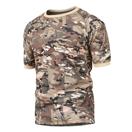 Camuflagem de camiseta redonda respirável de gola redonda