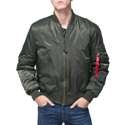 Solid Color Stand Collar Loose Couple Bomber Jacket