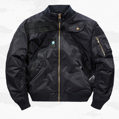 Jaqueta de bombardeiro masculino de colarinho de colar do exército.