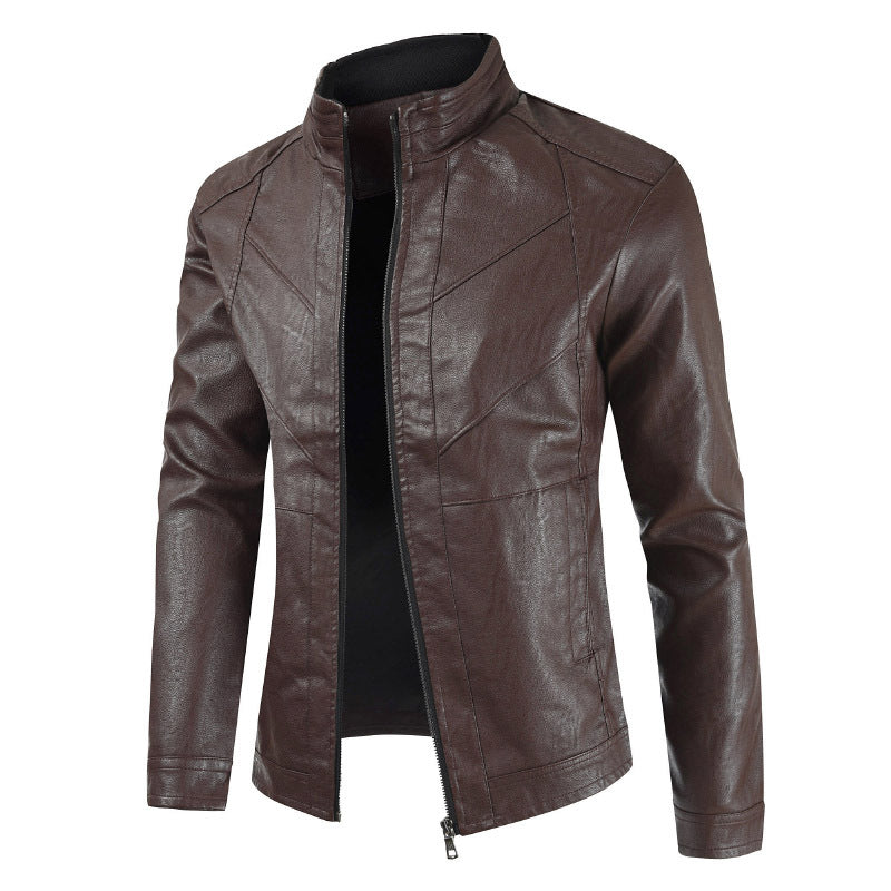 Autumn Winter Styles Leather collar zipper jacket For Men