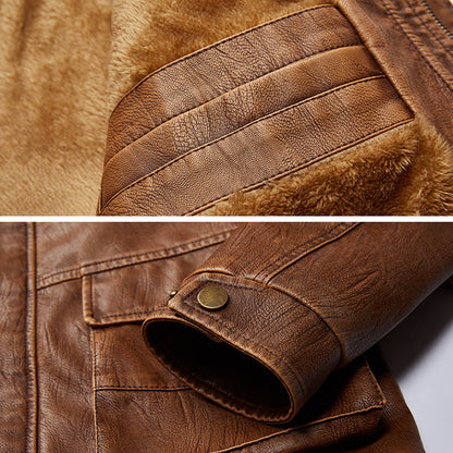 Veste en cuir masculine multi-poches décontractée décontractée