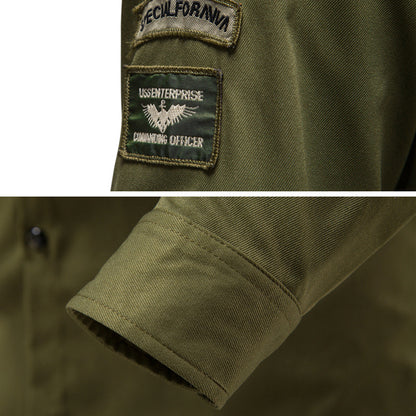 قميص رجالي مطرز متعدد الجيوب بمروحة الجيش في الهواء الطلق