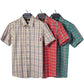 Simple Plaid Lapel Men's Short-sleeved Shirt