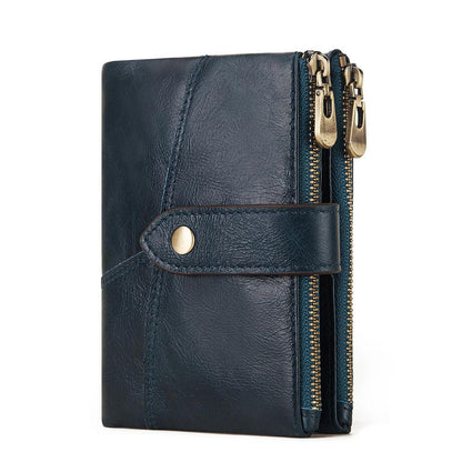 Primera capa COWHIDE RFID COOLO DOBLE COIN MONED MUNIA Men a los hombres