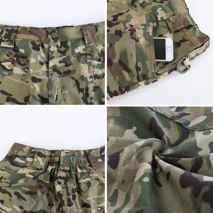 Calça masculina de vários bolsos da xadrez ao ar livre