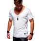 Leisure Solid Color V-Neck Breathable Men's T-shirt