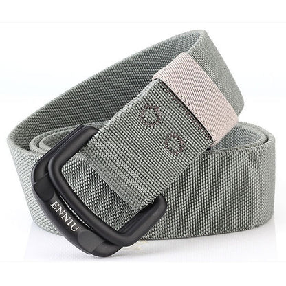 Casual Nylon Double Buckle Elastic Adjustable Belt - KINGEOUS