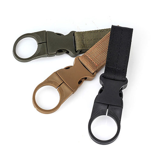 زجاجة مياه من النايلون للأماكن الخارجية مزودة بإبزيم للتعليق