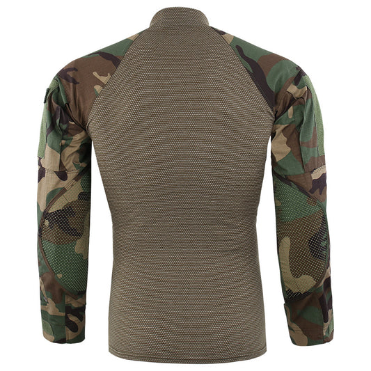 Military Stand Collar Split Joint Breathable Men's T-shirt