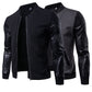 Fashion Standing Collar Split Joint Men's Leather  Coat