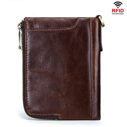 Casual Anti-roubo-roubo RFID Couro duplo da carteira masculina