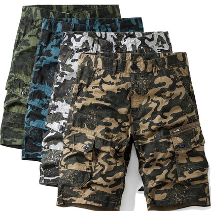 Camuflagem masculina shorts de vários bolsos