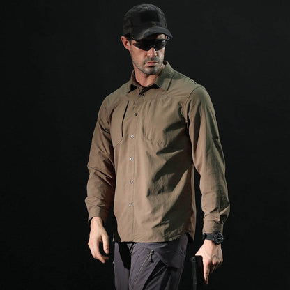 قميص رجالي عسكري بلون سادة سريع الجفاف